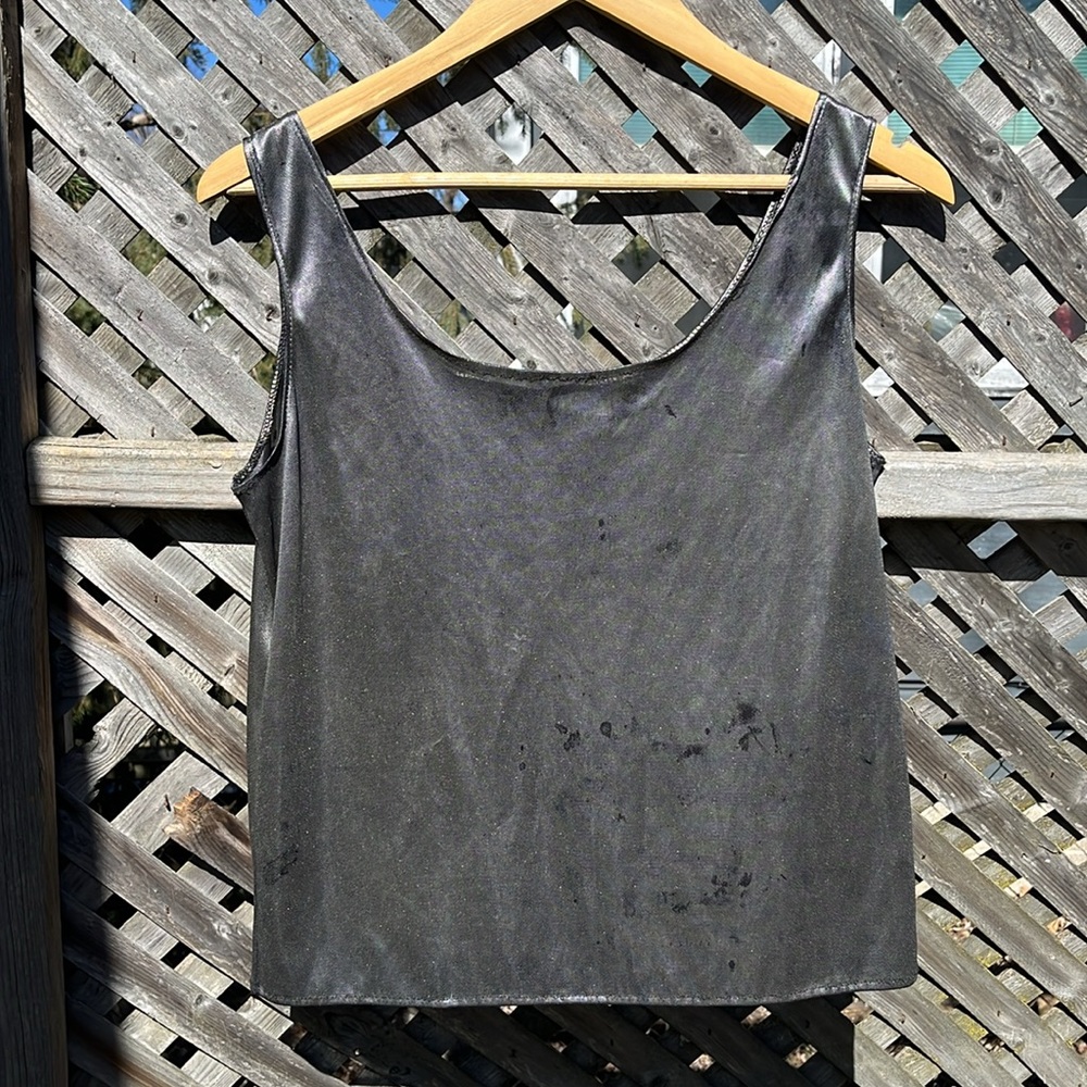 Vintage distressed metallic tank size M